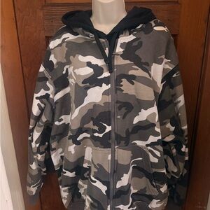 Men's or Women’s Camouflage Zip-Up Hoodie - Black, Olive, Gray, White